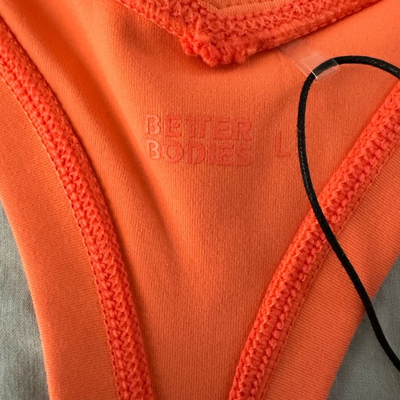 BETTER BODIES CORE CROP T-BACK CORAL ORANGE SIZE LARGE - Picture 7 of 10